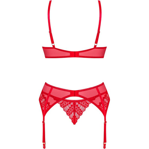 OBSESSIVE - INGRIDIA SET DOS PIEZAS CROTCHLESS ROJO XL/XXL