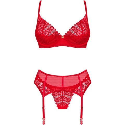OBSESSIVE - INGRIDIA THREE-PIECE SET RED XS/S