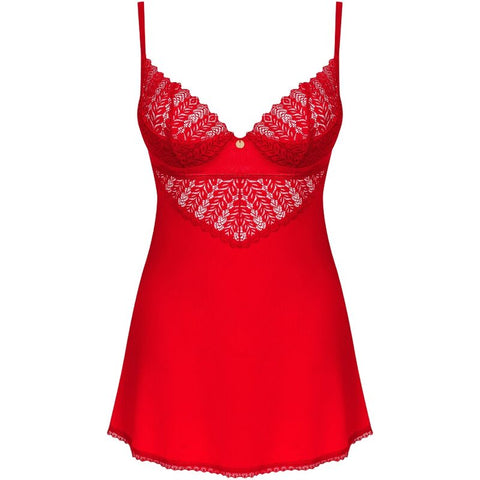 OBSESSIVE - INGRIDIA CHEMISE &amp; TANGA RED XS/S