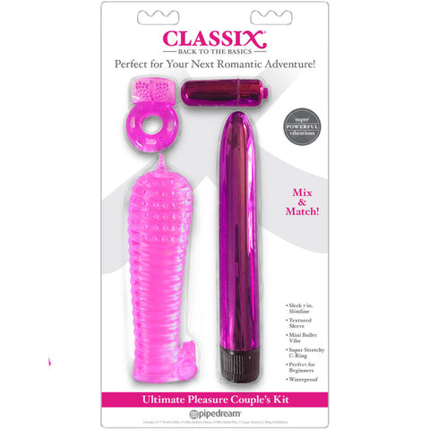 CLASSIX - PINK COUPLES KIT WITH RING, CASE AND BULLETS