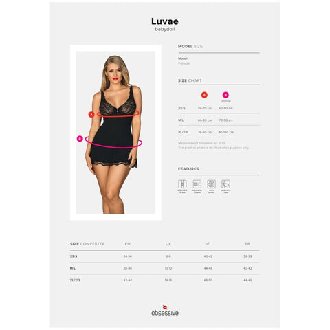 OBSESSIVE - LUVAE BABYDOLL AND THONG BLACK XS/S