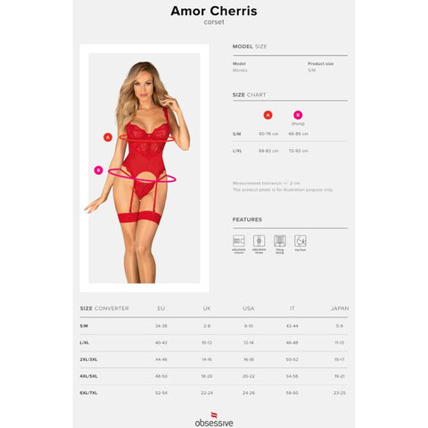 OBSESSIVE - AMOR CHERRIS CORSET &amp; THONG L/XL