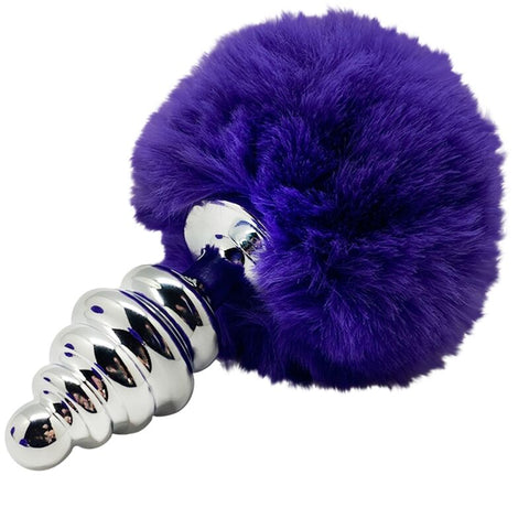 ALIVE - ANAL PLEASURE PLUG SPIRAL METAL POMPOM DARK VIOLET SIZE L
