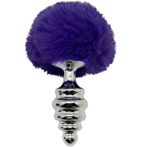 ALIVE - ANAL PLEASURE PLUG SPIRAL METAL POMPOM DARK VIOLET SIZE S
