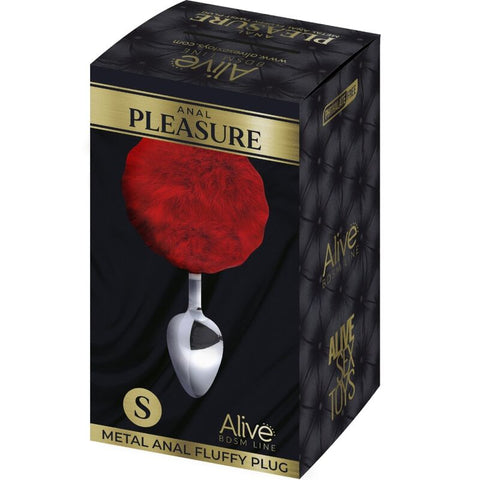 ALIVE - ANAL PLEASURE PLUG SMOOTH METAL POMPOM RED SIZE S
