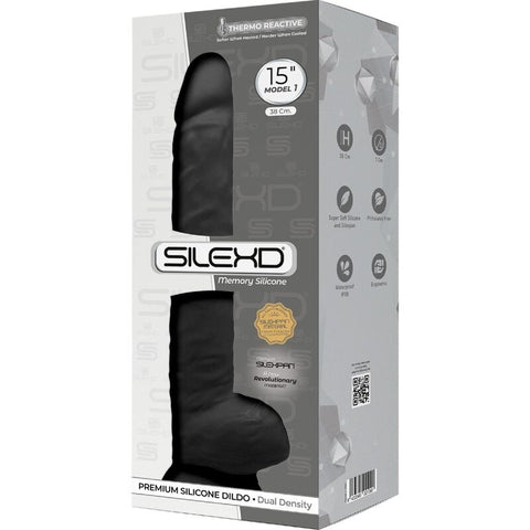 SILEXD - MODEL 1 REALISTIC PENIS PREMIUM SILICONE SILEXPAN BLACK 38 CM