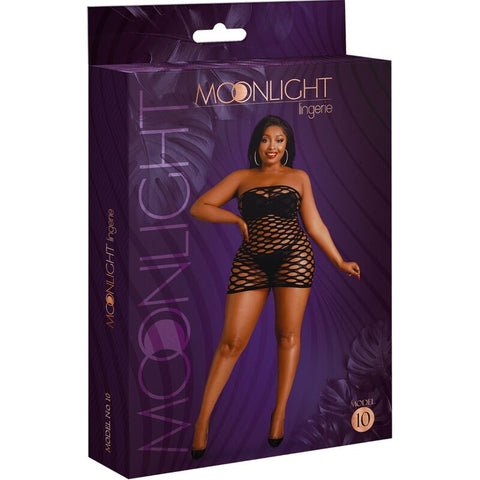 MOONLIGHT - MODEL 10 BLACK GRID DRESS ONE SIZE / PLUS SIZE