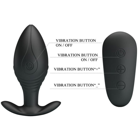 PRETTY LOVE - REGINA BLACK RECHARGEABLE VIBRATING ANAL PLUG