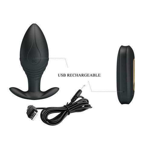 PRETTY LOVE - REGINA BLACK RECHARGEABLE VIBRATING ANAL PLUG