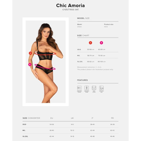OBSESSIVE - CHIC AMORIA 2-PIECE SET WITHOUT CUP M/L