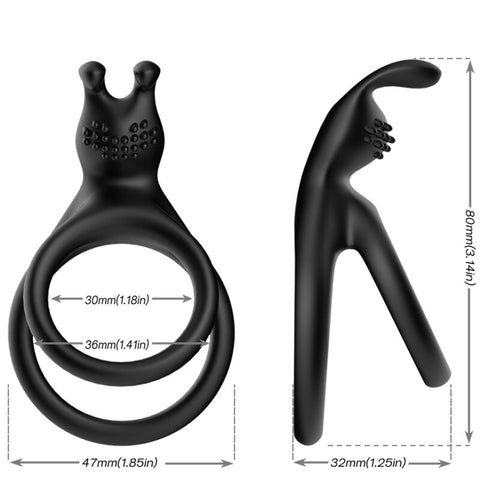 ARMONY - TENSY BLACK DOUBLE RABBIT RING