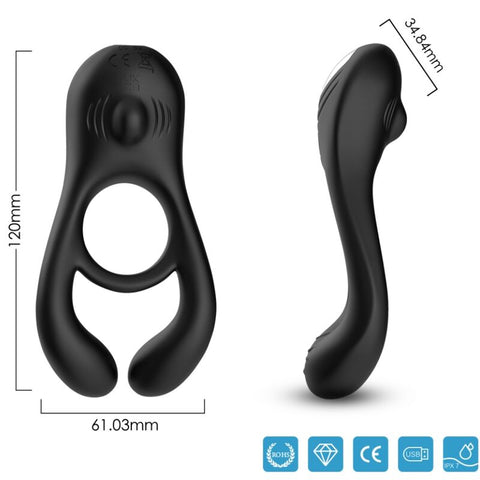ARMONY - VEYRON DOUBLE CLAMP VIBRATING RING REMOTE CONTROL BLACK