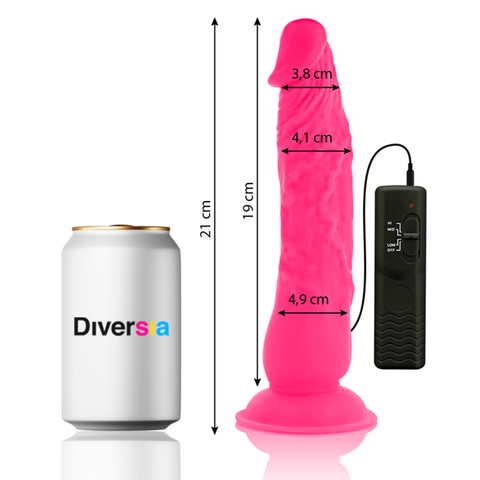 DIVERSIA - PINK VIBRATING FLEXIBLE DILDO 21 CM -OR- 4.9 CM