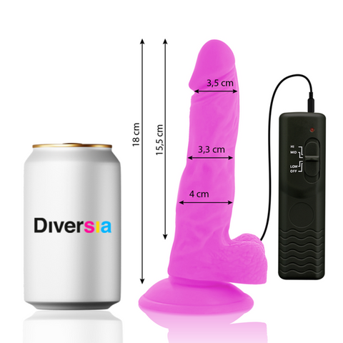 DIVERSIA - LILAC FLEXIBLE VIBRATING DILDO 18 CM -OR- 4 CM