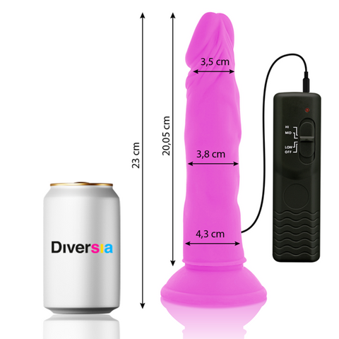 DIVERSIA - LILAC FLEXIBLE VIBRATING DILDO 23 CM -OR- 4.3 CM