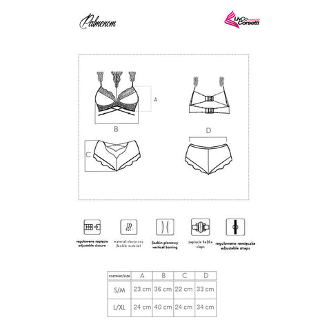 LIVCO CORSETTI FASHION - PALMENOM LC 90614 BRA + PANTY BLACK S/M