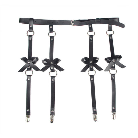 SUBBLIME - BLACK LEATHER CHAIN ​​LEG HARNESS ONE SIZE