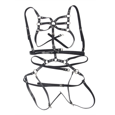 SUBBLIME - BODY HARNESS ADJUSTABLE STRAPS BLACK LEATHER ONE SIZE