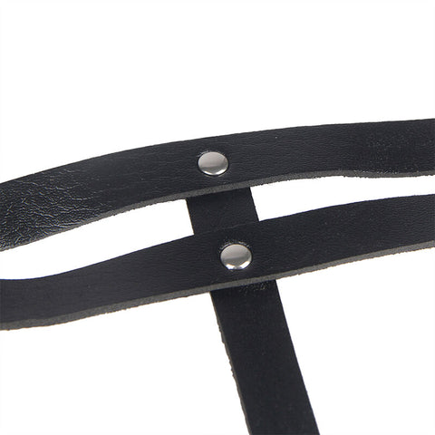 SUBBLIME - BLACK LEATHER RING CHAIN ​​BELT ONE SIZE