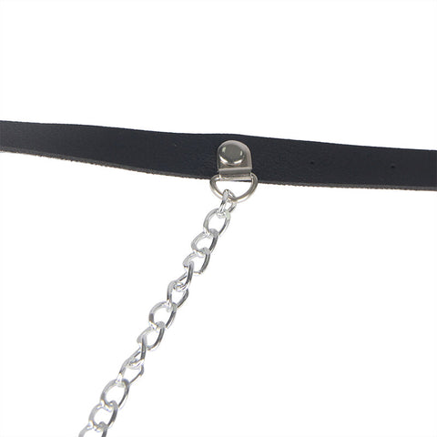 SUBBLIME - BLACK LEATHER BELT-SHAPED HARNESS ONE SIZE