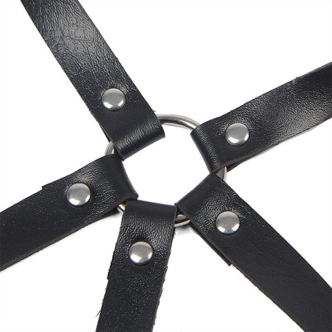 SUBBLIME - BLACK LEATHER RING CHEST HARNESS ONE SIZE