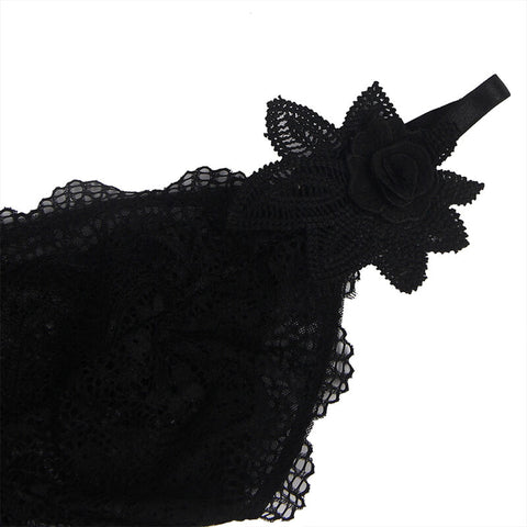 SUBBLIME - BABYDOLL TULLE FABRIC WITH LACE AND FLOWER DETAILS, BLACK S/M