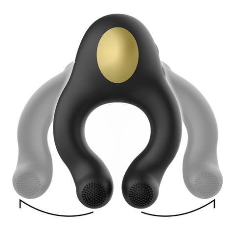 ARMONY - RECHARGEABLE 3-MOTOR SILICONE VIBRATING RING BLACK - GOLD