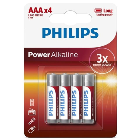 PHILIPS - POWER ALKALINE AAA BATTERY LR03 BLISTER*4