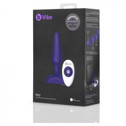 B-VIBE - TRIO CONTROL REMOTO PLUG ANAL LILA