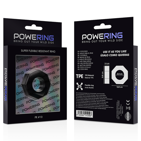 POWERING - SUPER FLEXIBLE Y RESISTENTE ANILLO PENE  5CM PR10 NEGRO